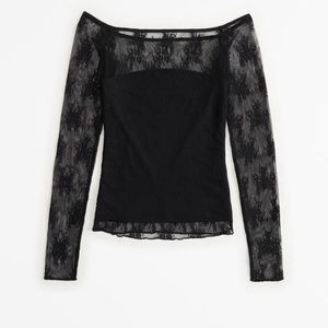 Long-Sleeve Lace Off-The-Shoulder Top - size small